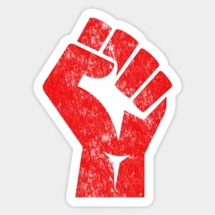 Big Red Raised Fist Salute of Unity Solidarity Resistance Sticker
